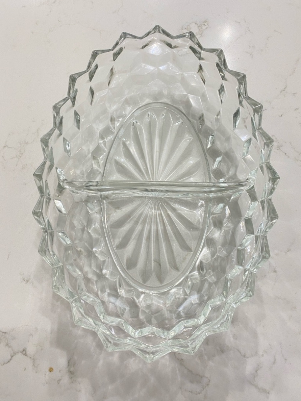 Vintage Fostoria "American" Cubist Pattern  Divided Serving Dish / Relish Tray